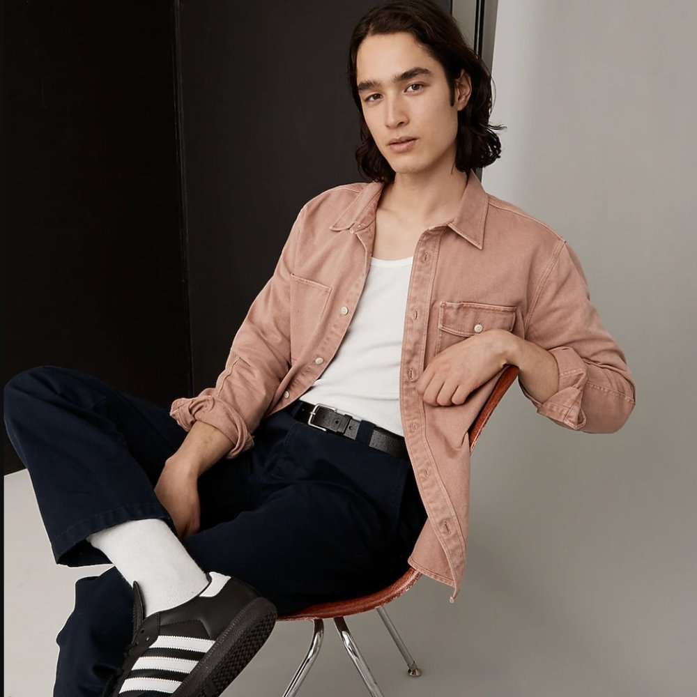 NEW WITH TAGS Madewell Garment-Died Work Shirt -- Dusty Blush, small